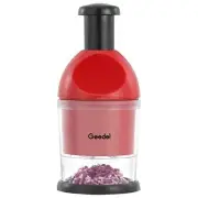 Food Chopper, Easy to Clean Manual Hand Vegetable Chopper Dicer, Red