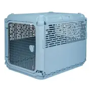 SPORT PET Plastic Kennels Rolling Plastic Wire Door Travel Dog Crate, Collabs...
