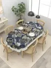 PVC 6 Seater Oval Dining Table Cover 60x90 Inches Flowers On Light Purple