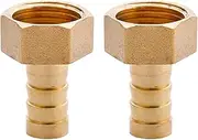 SEIWEI G 1/2" Female Thread x 12mm Barbed Hose Pipe Connector, Brass Barb Hose Tail Joint Coupler Adapter, Garden Hose Fitting Accessories (2 Pieces)