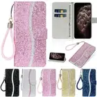 For iPhone 16 15 14 13 Pro Max Glitter Magnetic Leather Wallet Flip Case Cover