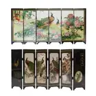 Vintage Wood Folding Partition with Peacock Screen for Commemorative Moments
