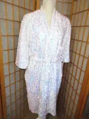 House of Wu Luxe Pearlescent Sequins Lined Belted Dressing Gown/ Robe NWT SZ SM