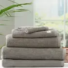 5pc Renee Taylor Cobblestone Bath Towel/Sheet Set 650 GSM Cotton Ribbed Platinum
