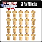 V6 Nozzle 20pcs Brass Nozzle, v6 Hotend Nozzle, M6 Thread, J-head Nozzles