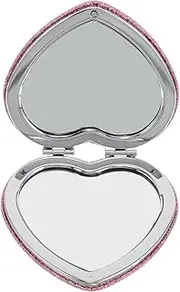 FOMIYES Portable Heart-Shaped Folding Makeup Mirror Double-Sided Travel Mirror for Eyebrow Grooming and Lipstick Application Compact Hand Held Beauty Tool in Cute Design