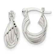 Sterling Silver Polished Triple Circle Hoop Earrings