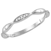 14k White Gold Round Diamond Stackable Band Ring .02 Cttw