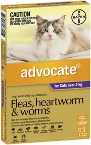 Flea, Heartworm and Worm Control for Large Cats, Purple, 3 Pack