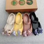 CC&MAMA 新款果凍鞋 MELISSA梅麗莎 兒童鞋女童透明條紋蝴蝶結 香香 PVC 平底鞋 魚嘴 魔術貼