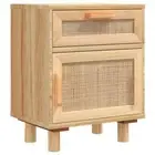 2x Bedside Tables Drawers Storage Side Cabinet Bedroom Nightstand Wood Rattan