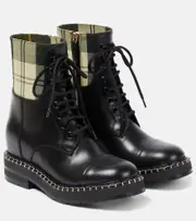 [Chloe] Chloé x Barbour lace-up leather ankle boots AU 7 black