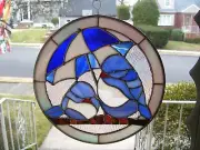 Stained Glass Spring Rain Sun-catcher (Real Glass)