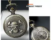 Pocket Watch Pirate Skull Captain Quartz Pocket Watch with Necklace Chain W3