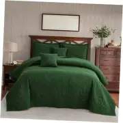 Botanical Oversized King Bedspread, Leaves Pattern Stitching Quilt Set,