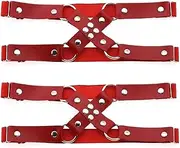 [CAMIXGQN] 2Pcs Leather Leg Garter Belt Adjustable Leather Punk Belts Gothic Elastic Thigh Harness Garters Band(Red)