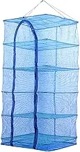 Leona Co Food Drying Rack 3/5 Layers Folding Fish Mesh, Foldable Nylon Netting Dehydrator, Hanging Drying Fish Net, for Shrimp Meat Beef Fish Fruit Vegetables Herb, with Zipper Opening (5 Tiers)