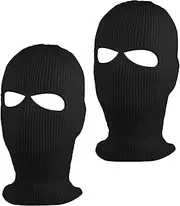 2-Hole Knitted Full Face Cover Ski Mask, Winter Balaclava Beanie for Outdoor Sport,Set of 2