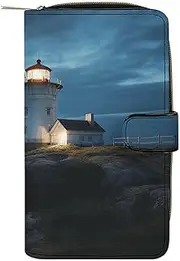 [LQPMNK] PU Leather Wallet, Lighthouse at Night Print Wallet with Multiple Slots Elegant Wallet Business Wallet Travel Wallet Bifold Wallet, style, 19.7x11x3.5cm, Minimalist, Style, 19.7x11x3.5cm,