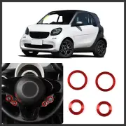Red Alloy Steering Wheel Button Ring Cover For 16-21 Mercedes Benz Smart Fortwo