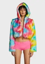 [Cyberdog] Light Up Crop Fur Jacket