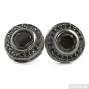 Cubic Zirconia Bezel Set Big Stone Black CZ Stud Earrings