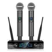Wireless Microphones,Cordless Dual Handheld Dynamic Karaoke Mic System for Ka...