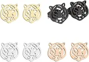 [WCRAZYE] Stainless Steel Animal Stud Earrings for Women Teen Girls Simple Tiger Head Stud Earrings Punk Hollow Animal Cartilage Pierced Hypoallergenic Studs Earring Fashion Jewelry Gifts