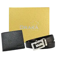 在飛比找Yahoo奇摩購物中心優惠-DRAKA 達卡 - 黃金禮盒 真皮皮夾+自動皮帶-6012