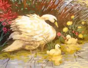 "Swans" Printed Needlepoint Tapestry Canvas Collection D'art 11863