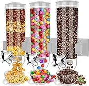 Wall-Mounted Cereal Dispenser with 3 Cup, Triple Canister Dry Food Dispenser, Convenient Storage for Grains Coffee Beans Nuts