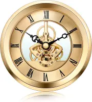 Hicarer 4 1/16 Inch Gold Skeleton Clock Insert with Gold Bezel