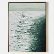 Abstract Green Wave Paintings On Canvas Large handmade Textured Ocean Wave Painting Blue and White Ocean Wave Art Coastal Wall Art oil painting on Canvas 3D Ab