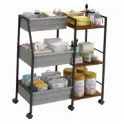 Baby Diaper Caddy Organizer Cart, 3-Tier Rolling Wheels Cart with Dividers Grey