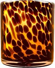 Hapton House Tortoise Shell Glass Candle Holder - Votive and Tealight Candle Holder - Leopard Print - Cheetah Print - Animal Print - Tortoiseshell - Candle Jar - Wedding - Holiday Decor