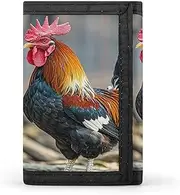 [QMKFWT] Old Rooster Illustration Casual Wallet Credit Card Holder Premium Document Organizer Case for Men And Women