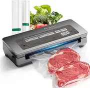 [Anybear] Vacuum Sealer Machine, 90kPa 120W Wide Seal All-IN-1 Powerful Food Storage, Build-in Cutter | Bags Storage | Digital Countdown Display | 2 Bag Rolls and 5pcs Pre-cut Bags (Gray)