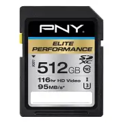 PNY P-SDX512U3H-GE Elite Performance 512 GB SDXC Class 10/UHS-I (U3) - 95 MB/s