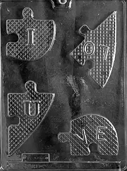 I LOVE YOU HEART PUZZLE V58 mold Chocolate Candy soap making valentine