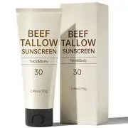 Tallow Sunscreen,Natural Reef Safe Face Body Beef Tallow Sunblock, Non Greasy