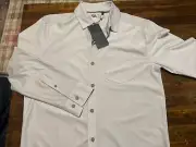 VRST Mens LS Button Up Shirt Silver Shadow Heather Small(1228)