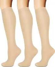 [Sooverki] Compression Socks for Women and Men Circulation (3 Pairs) - Best for Medical,Nursing,Running,Travel Knee High Socks