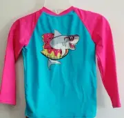 Boys size 5 Sovereign Code Rash Guard ONLY THE Shirt Teal Blue Pool Shark NEW