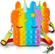 BIG Fidget UNICORN Crossbody Purse Bag Push Pop Bubble Fidget Toy Gift Kids Xmas