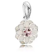 New Pandora Blooming Dahlia Cream Flower Dangle Charm 791829NBP Free Shipping