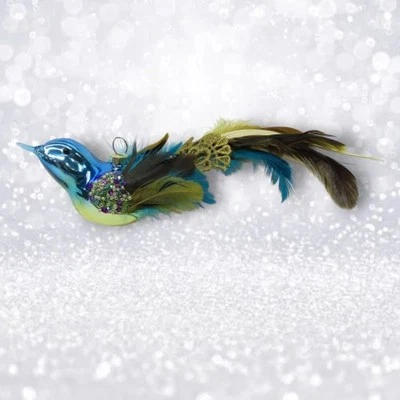 PRE-ORDER Glass/Feather Bird Ornament Christmas Decor *SHIPS 8/2025* NEW 2025