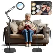 12X Floor Magnifying Glass with Light and Stand, 5.2" Large Floor Lamp Magnif...