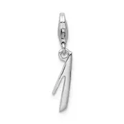 Sterling Silver Amore La Vita Rhodium-Plated Polished Number 1 Charm With Fancy Lobster Clasp