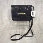 Anne Klein Womens Sequin Shoulder Bag Purse Black Floral Print Interior NWT