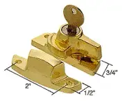 CRL F2534 Brass Keyed Window Sash Lock with 2" Screw Holes